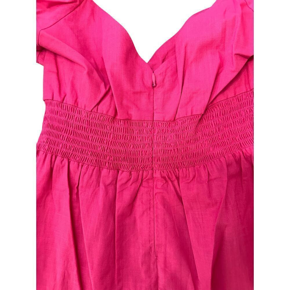 Sachin & Babi Bri Dress Fuchsia Orange Puff Sleeve Midi Size 6 NWT - Picture 8 of 9